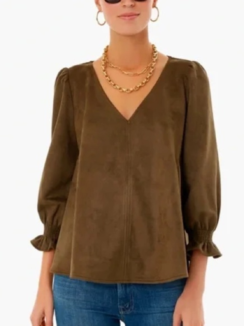 Tuckernuck Malachite Suede Easton Blouse Size S